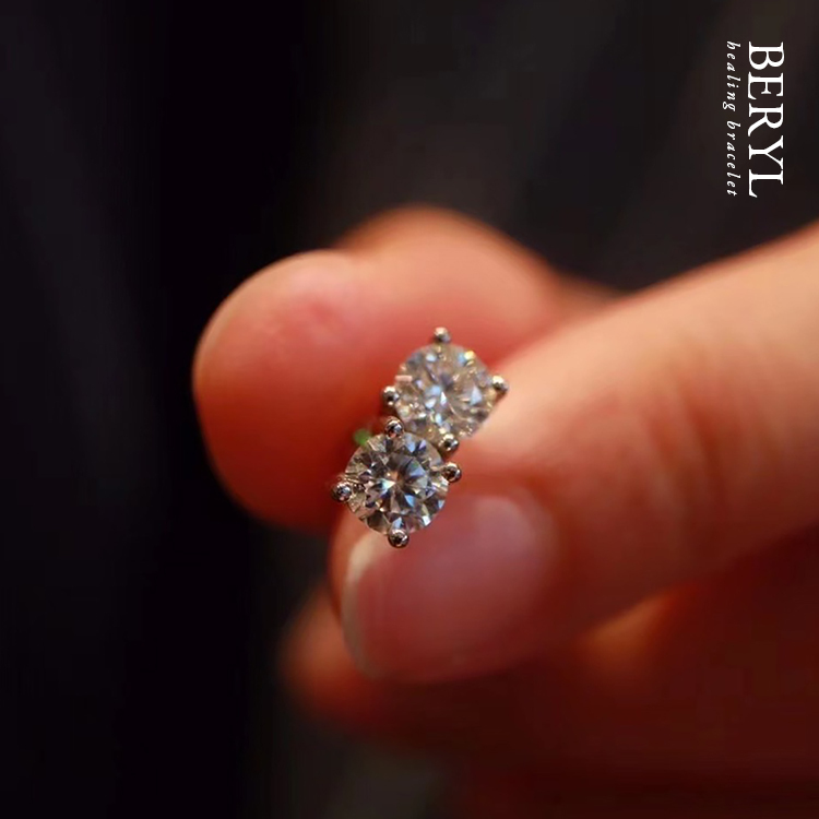 經典必備｜1克拉莫桑鑽石純銀耳環