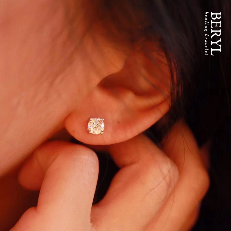 經典必備｜1克拉莫桑鑽石純銀耳環