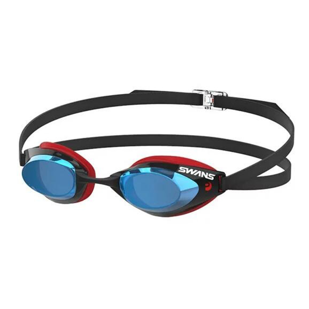 成人 SR-71M Falcon 閃光藍鍍膜競賽泳鏡 - 黑/紅
