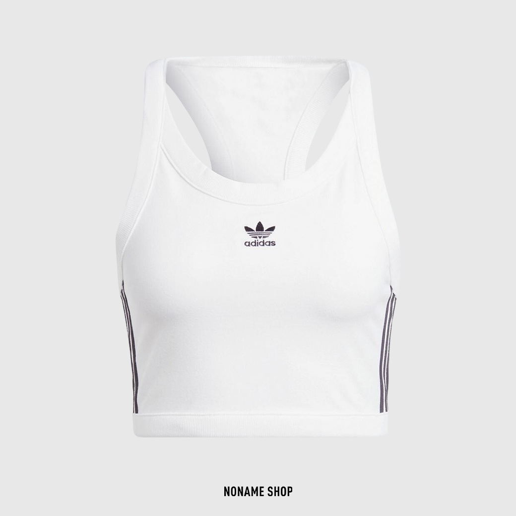ADIDAS TOP 三葉草 小LOGO 短版 背心 白色 (女款)
