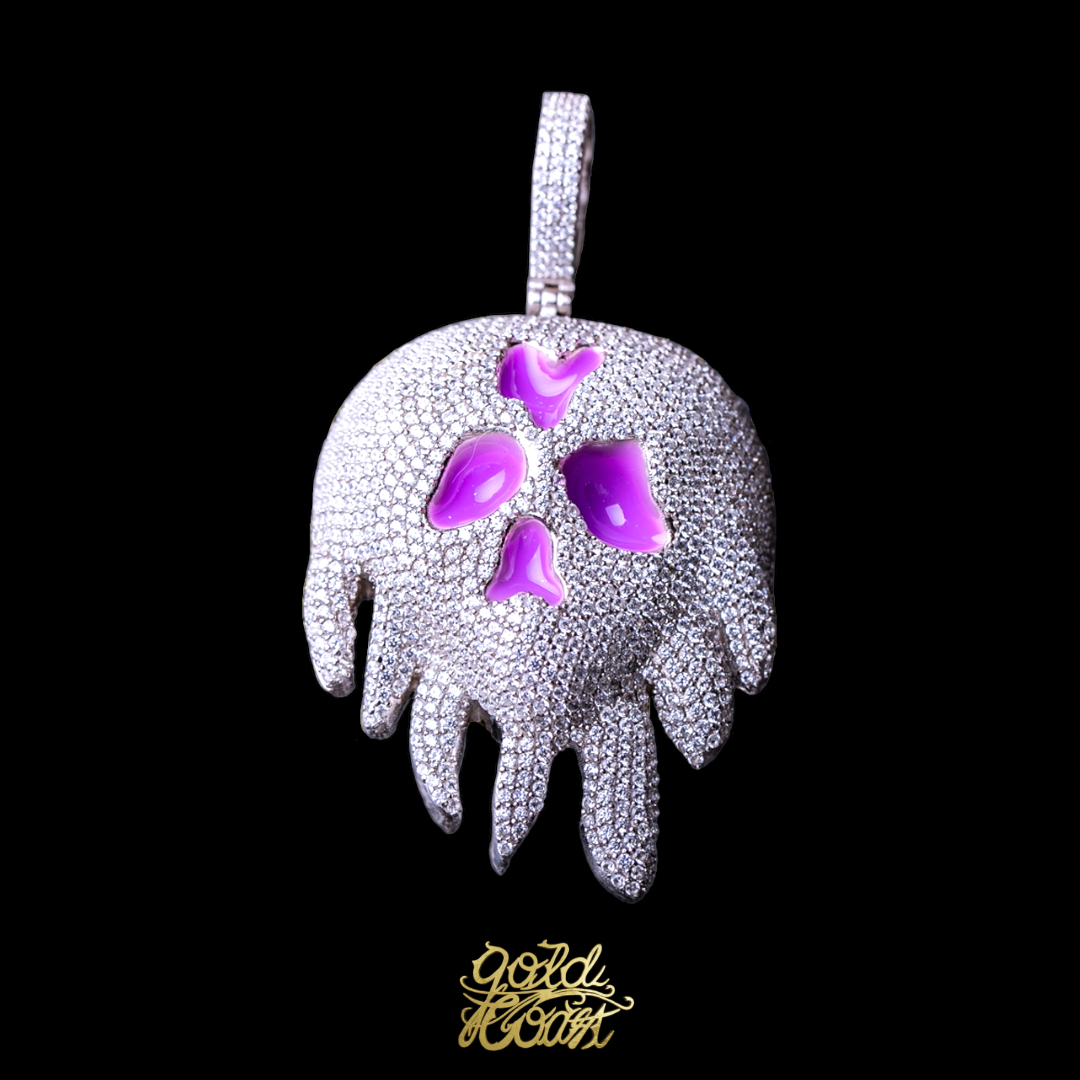 珠寶訂製珐瑯滿鑲融化骷髏墜飾