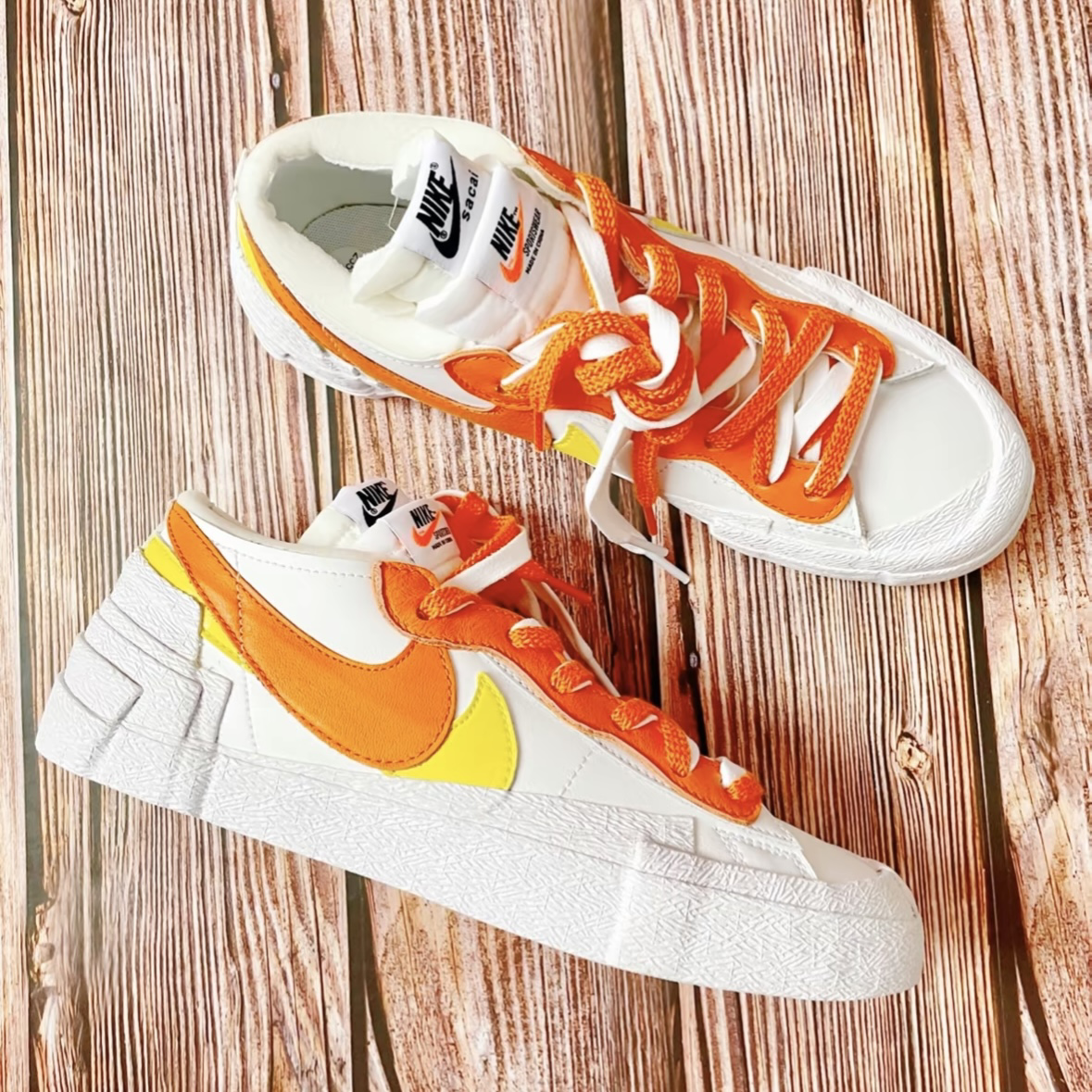 Nike Blazer Low x Sacai 白橘 聯名 結構 雙勾 白橙 男女款