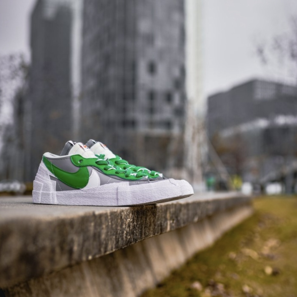 Nike Blazer Low x Sacai 白灰綠 聯名 解構 休閒鞋 男女同款