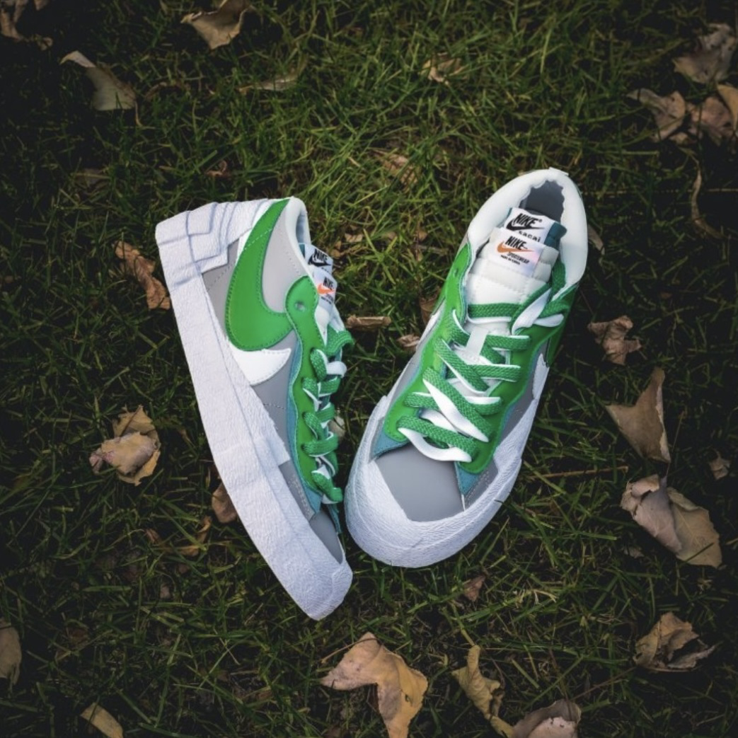 Nike Blazer Low x Sacai 白灰綠 聯名 解構 休閒鞋 男女同款