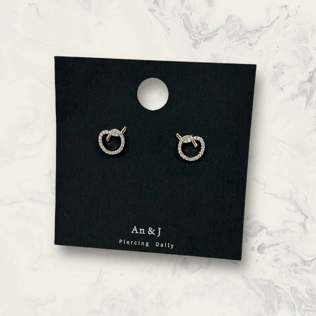 韓國直送-銀針 線鋯打結圈 鍍14K 韓素希同款