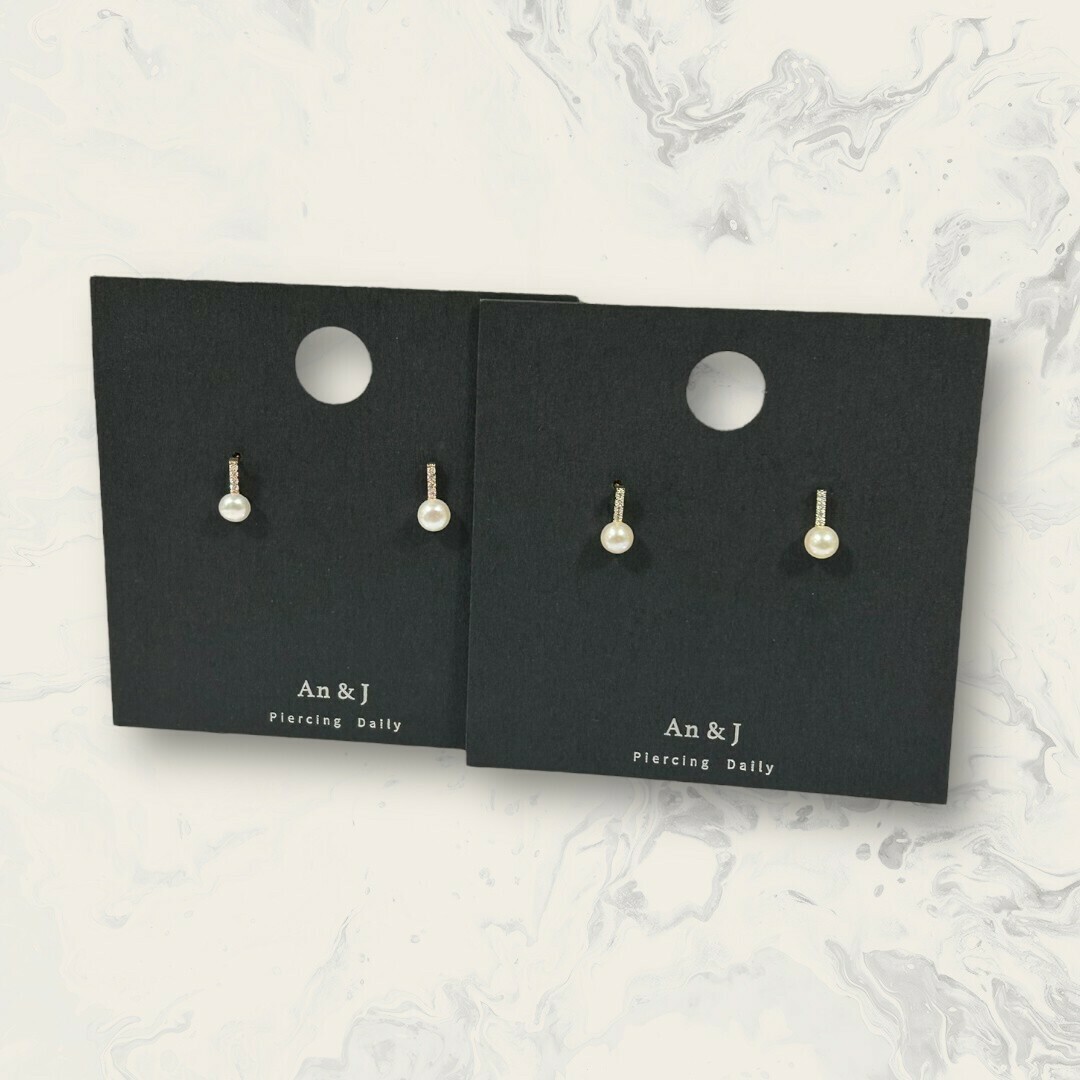 韓國直送-銀針 直線鋯下珍珠 鍍14K