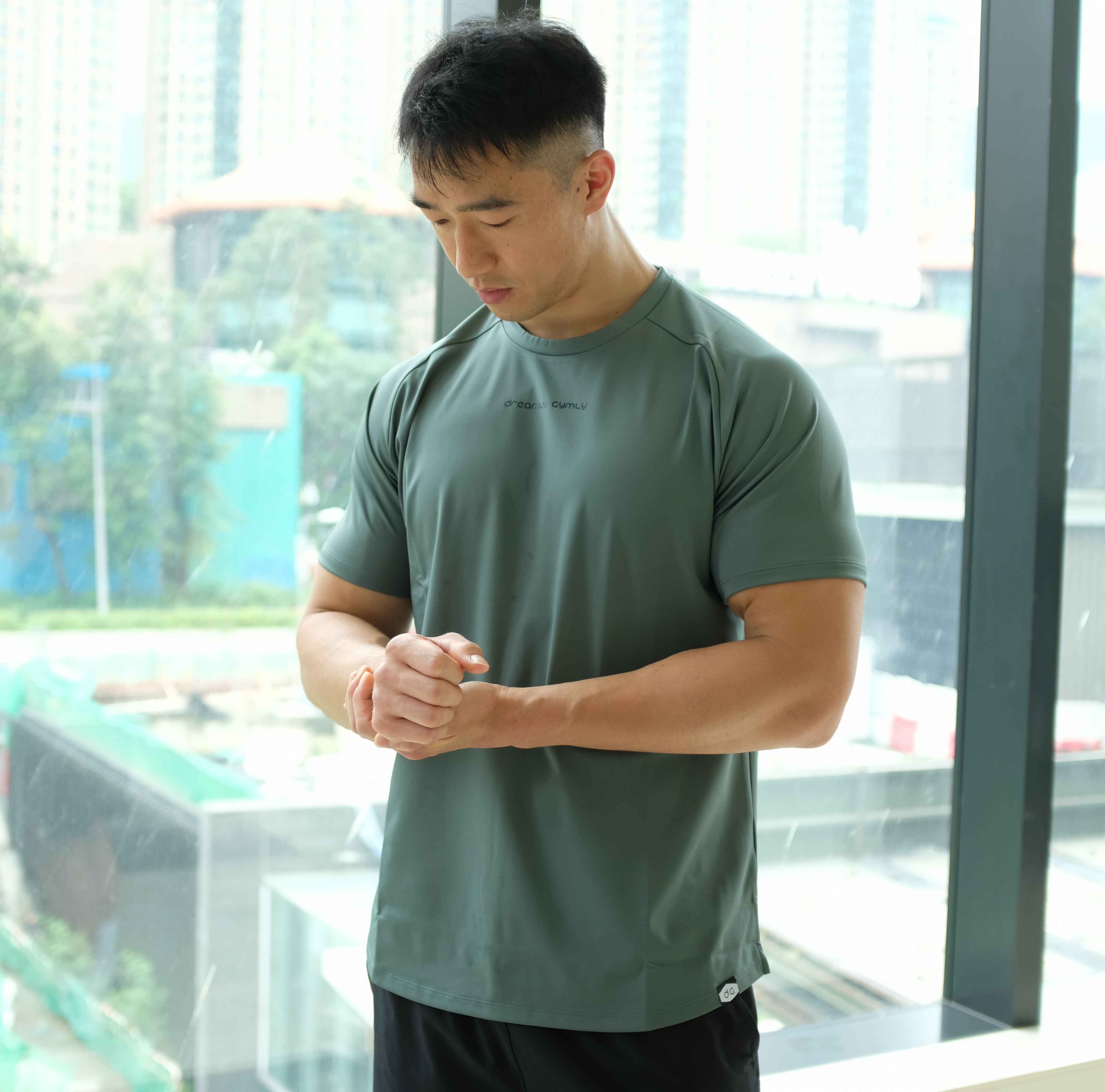 馬鞍袖訓練T-shirt (抹茶綠)