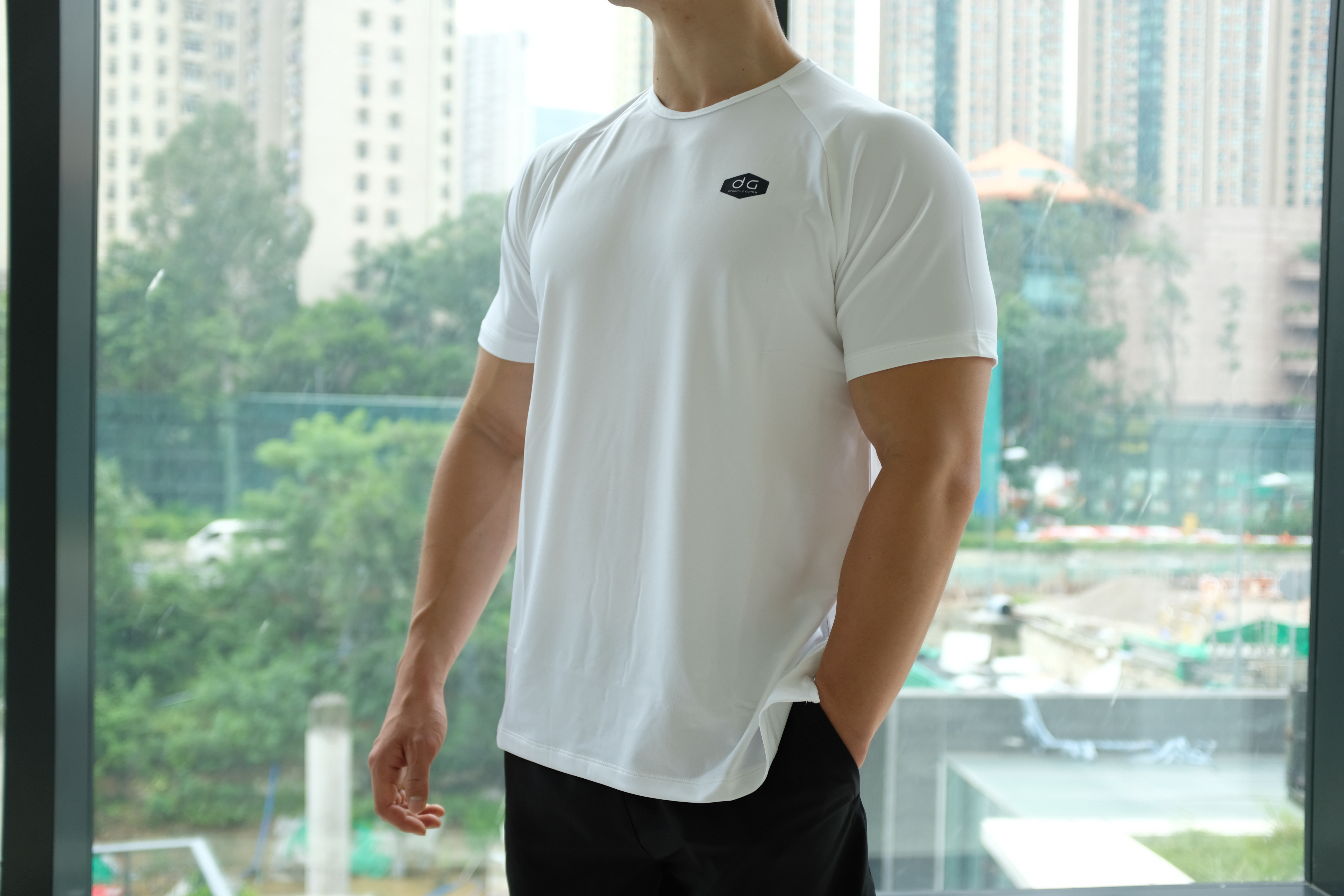 牛角袖訓練休閒T-shirt (白色)