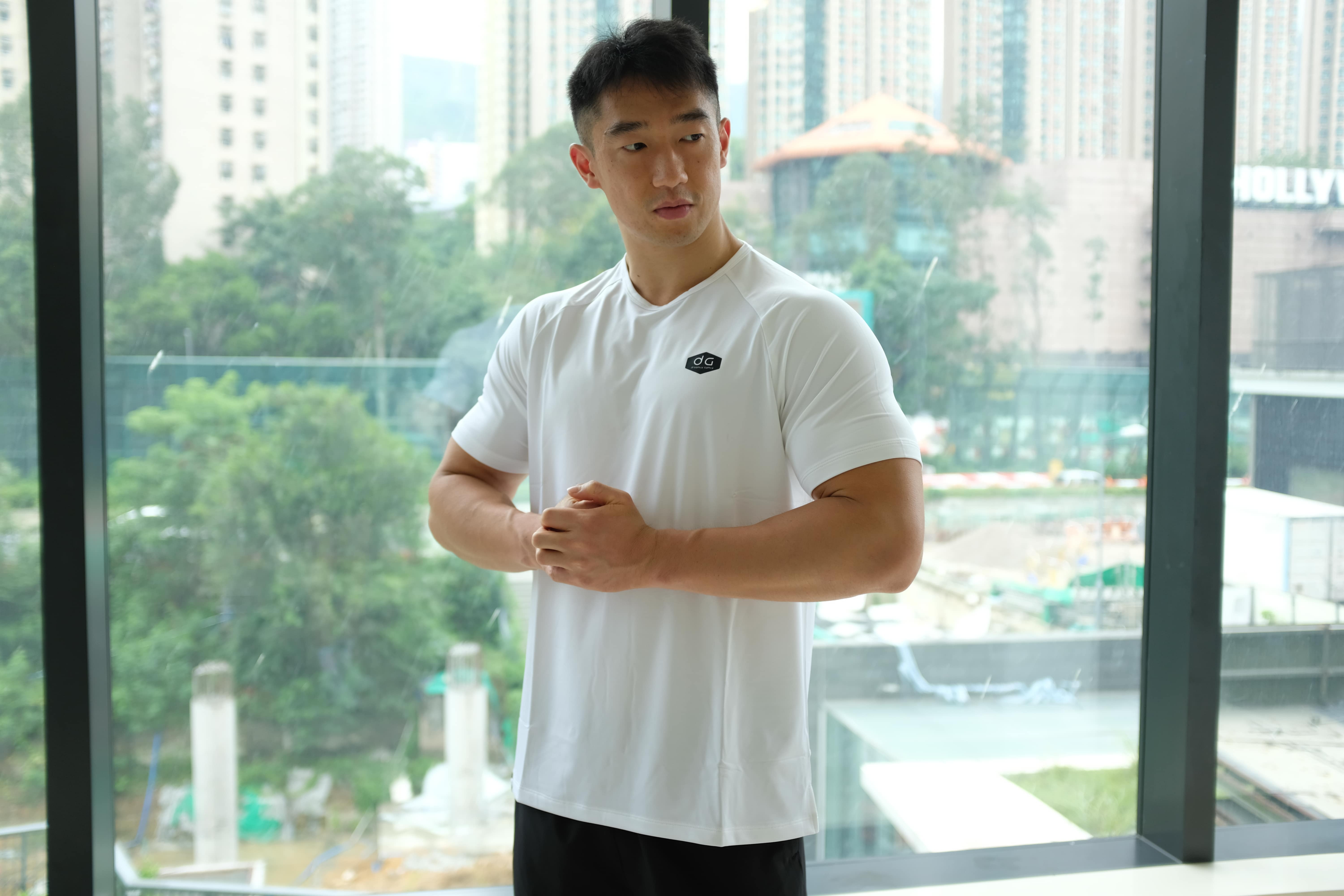 牛角袖訓練休閒T-shirt (白色)