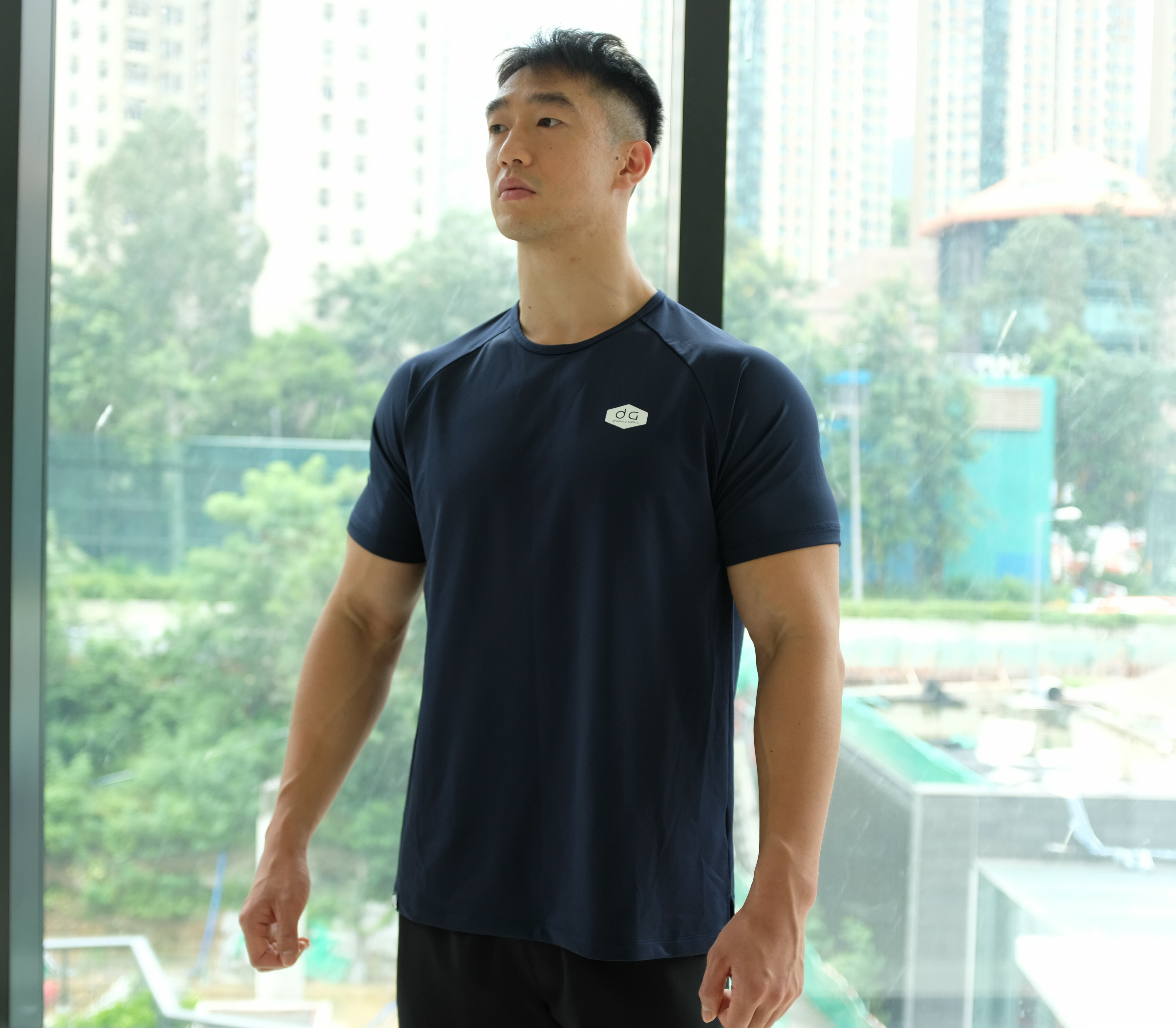 牛角袖訓練休閒T-shirt (深藍色)