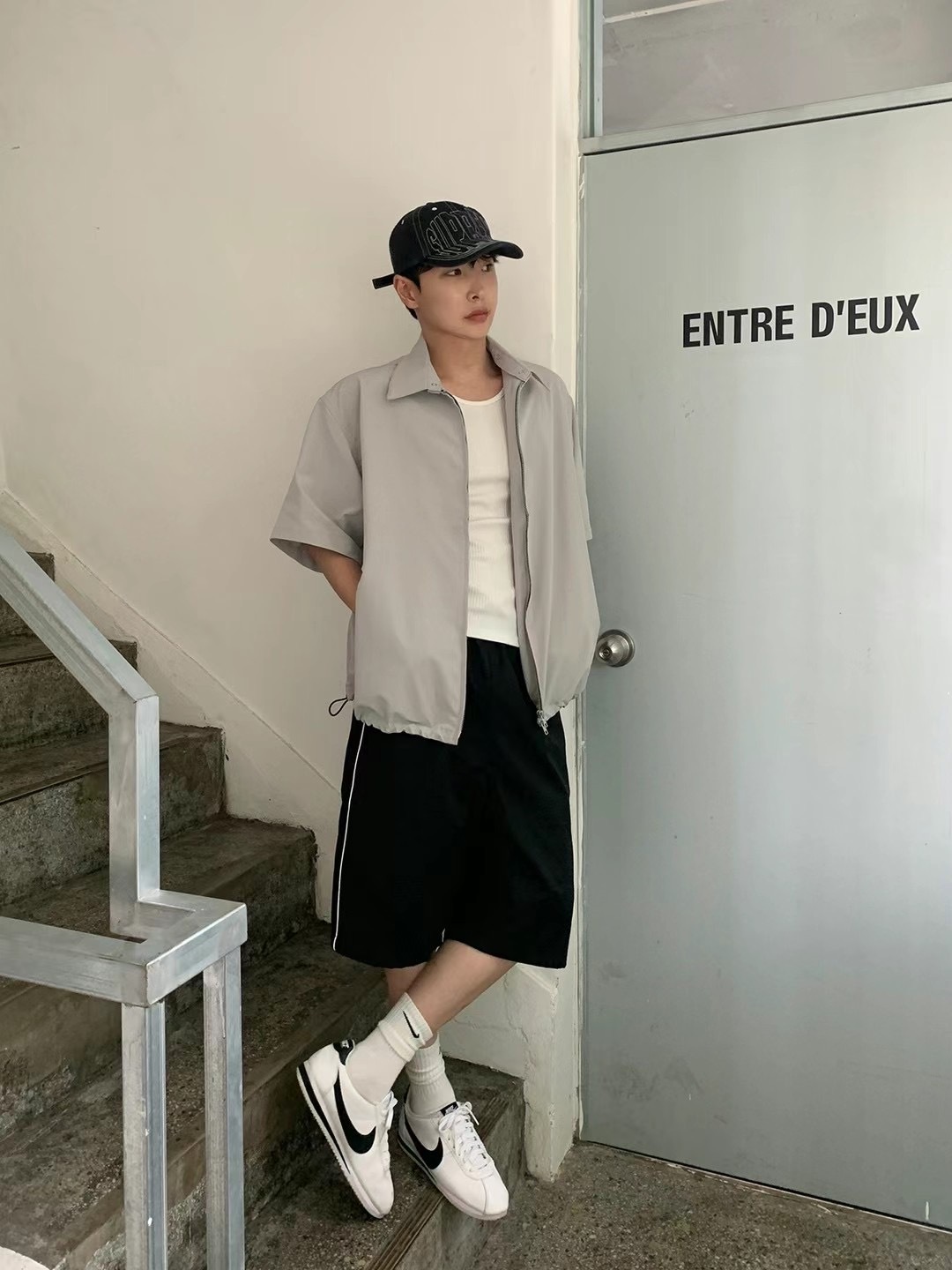 🇰🇷韓國 雙線 寬鬆 尼龍 短褲 五分褲