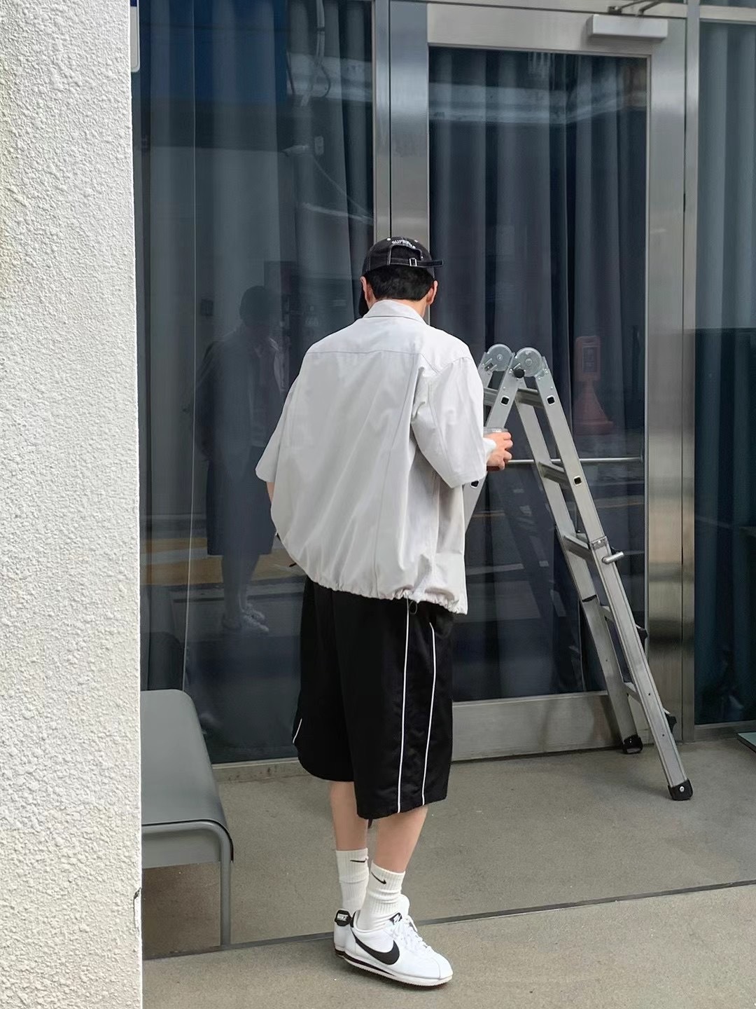 🇰🇷韓國 雙線 寬鬆 尼龍 短褲 五分褲