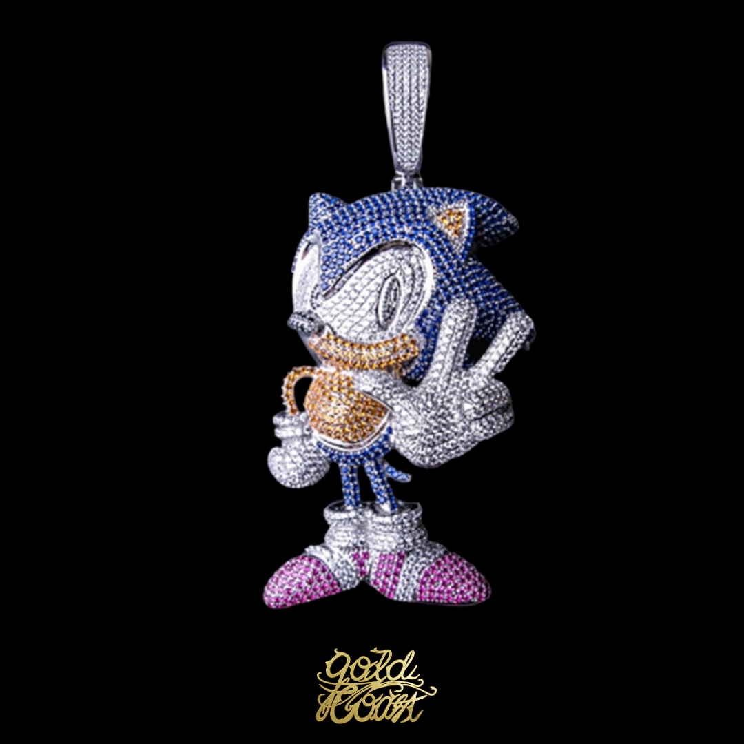 珠寶訂製立體滿鑲音速小子墜飾