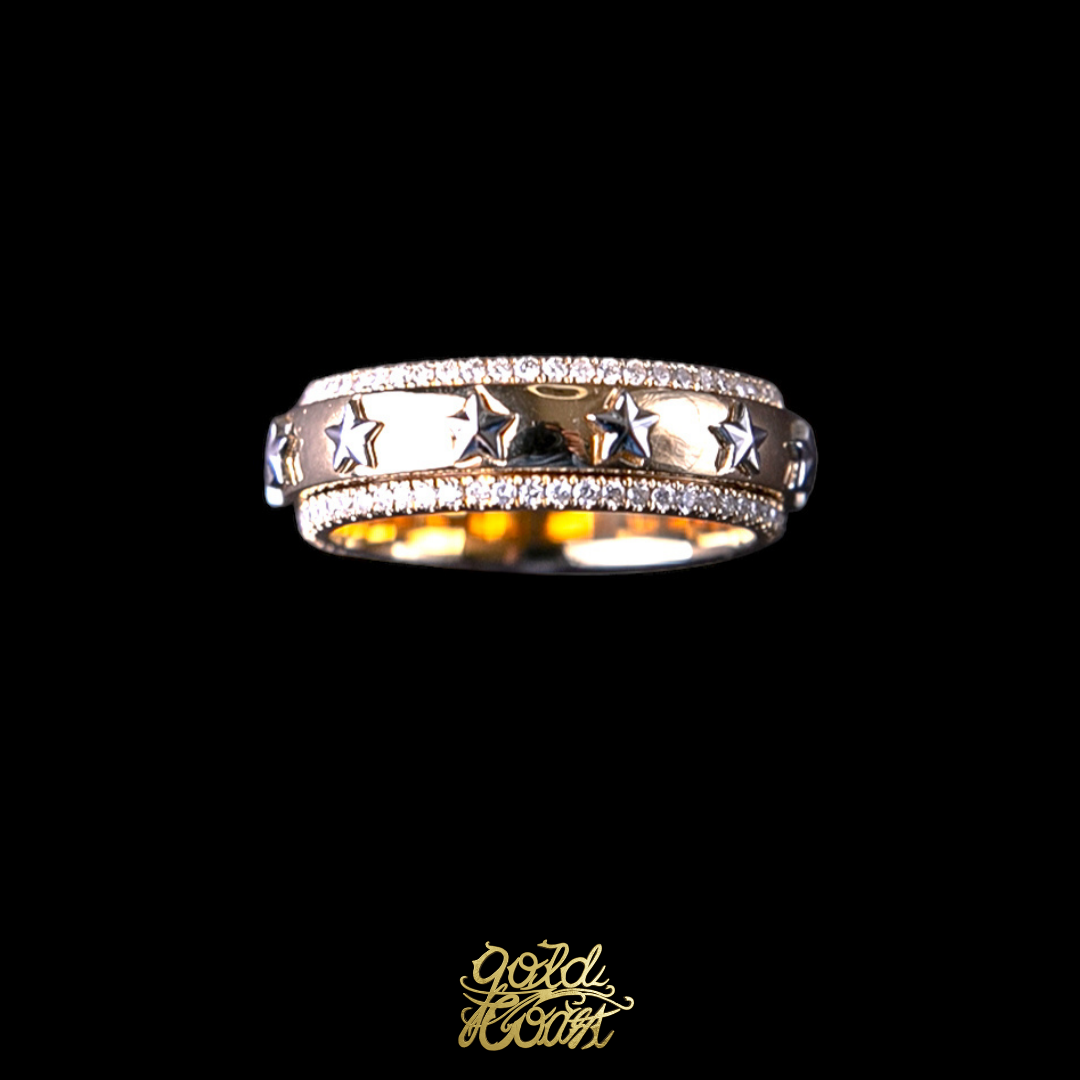 珠寶訂製18K金旋轉星形鑽戒