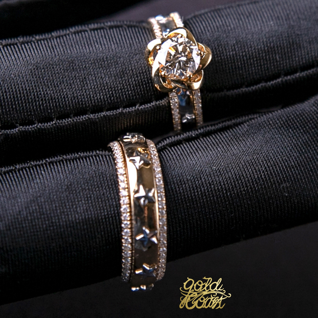 珠寶訂製18K金旋轉星形鑽戒