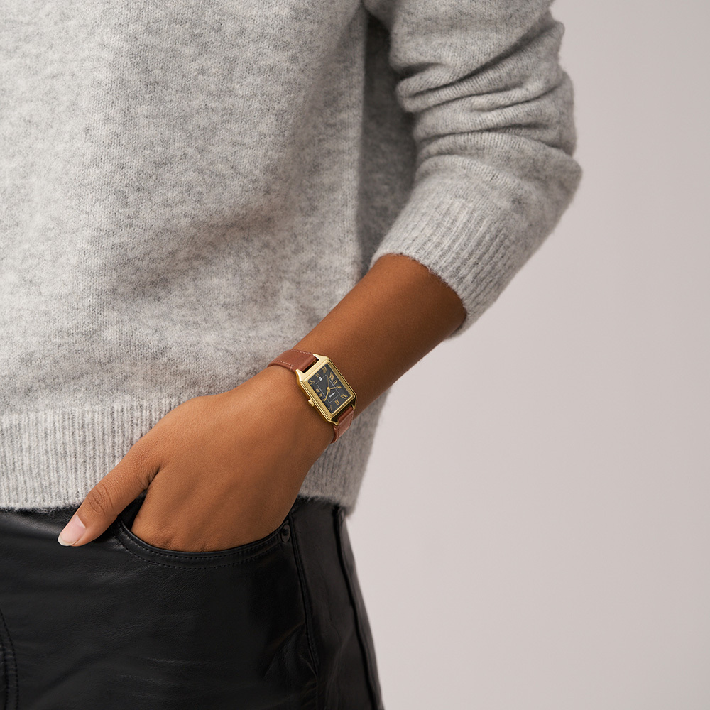 Raquel 復古歲月羅馬數字女錶 棕色皮革錶帶 23 MM ES5303