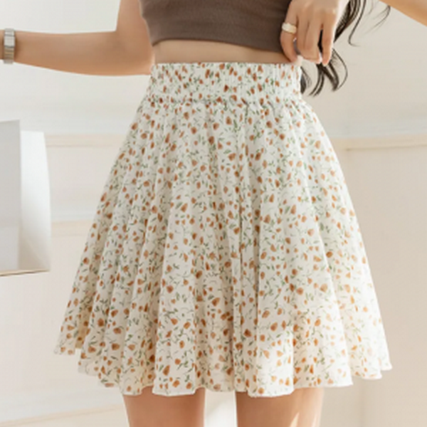 Floral A-line semi-truncated skirt
