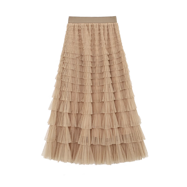 Mid-length mesh cake dress