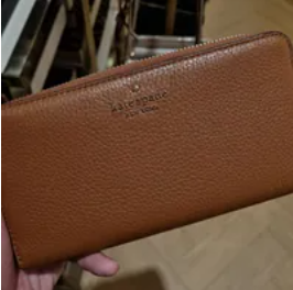 [S] KATE SPADE WLR00392 PEBBLED LEATHER LARGE CONTINENTAL WALLET,WARM GINGER BREAD, 767883201152 (SKS707)
