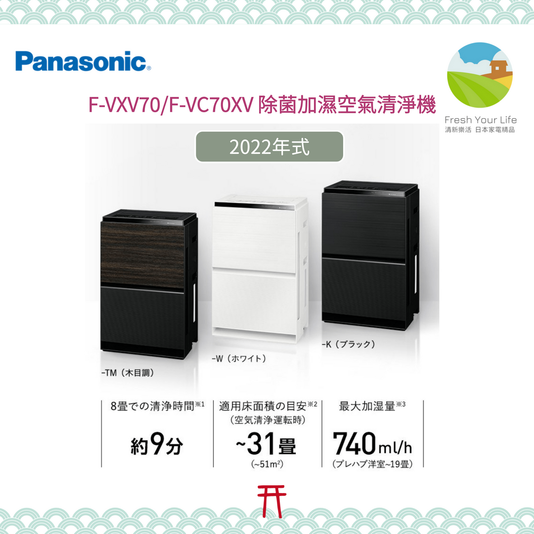 日本直送附中說Panasonic F-VXV70/VC70XV 16坪NanoeX除菌加濕