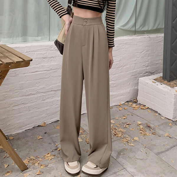 Elasticated waist wide-leg pants casual suit pants