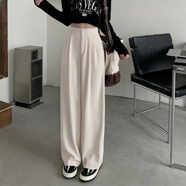 Elasticated waist wide-leg pants casual suit pants