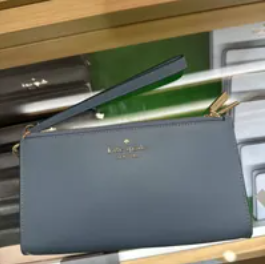 [S] KATE SPADE KC588 MADISON SAFFIANO LEATHER DOUBLE ZIP WRISTLET,POLISHED B,, 196021323096 (SKS711)