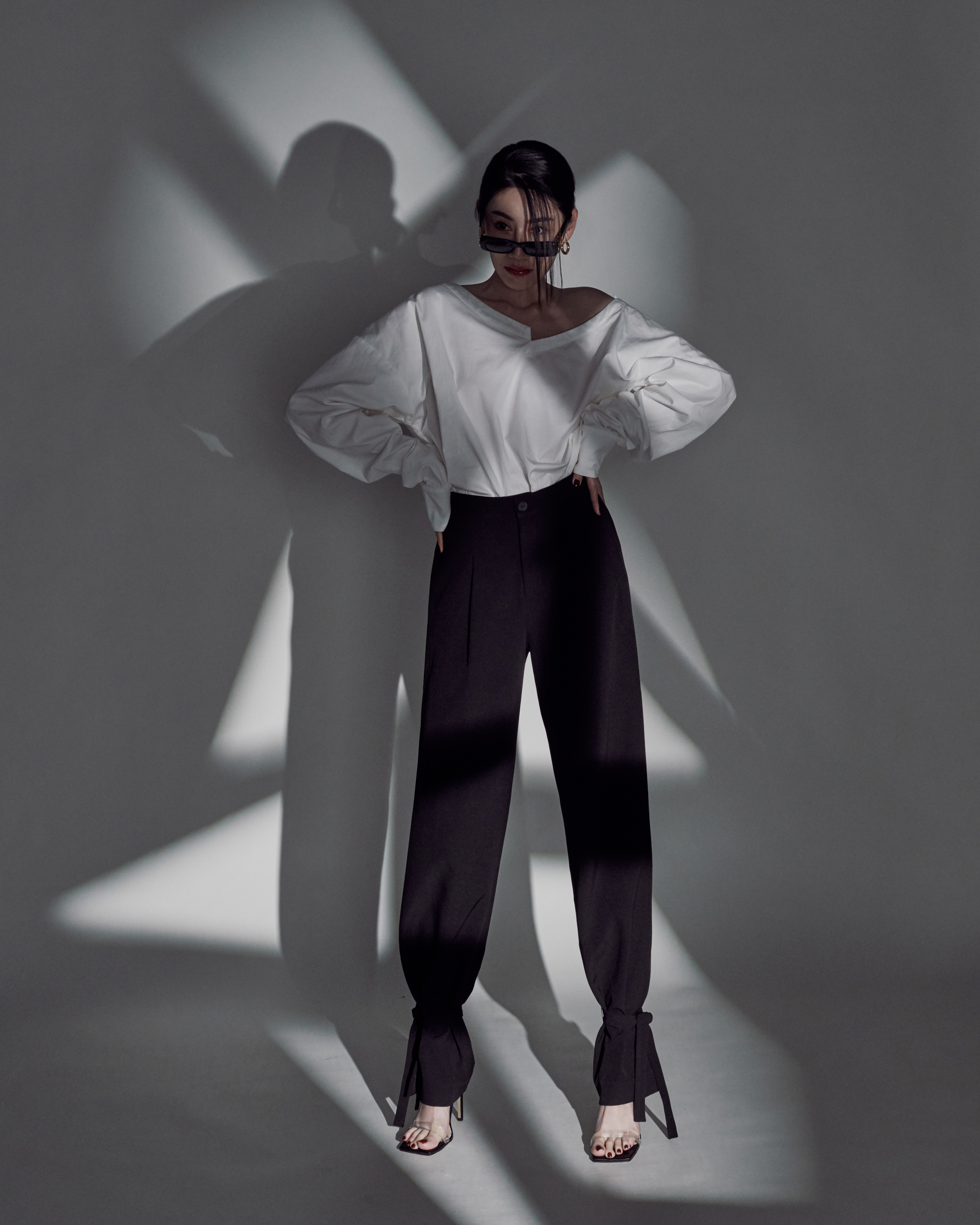 黑色褲口綁帶褲(現貨)