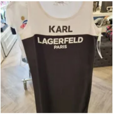[S] KARL LAGERFELD COLORBLOCK LOGO MIDI DRESS,WHITE/BLACK, L3ED7437-WHB (SKL674)