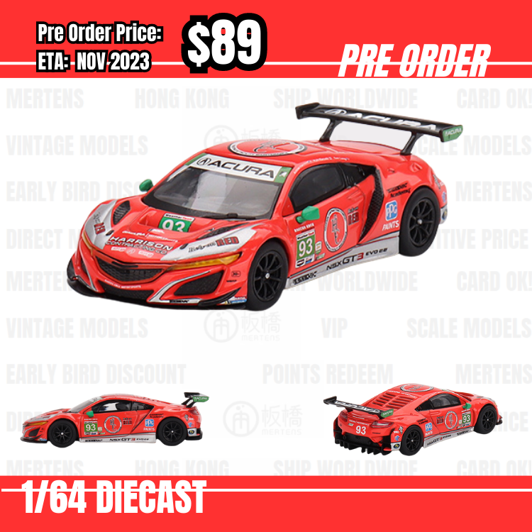 PO-$89 * Mini GT * 1:64 #617 Acura NSX GT3 EVO22 #93 WTR Racers Edge Motorsports  IMSA 2023 Daytona 24Hr. LHD [31/07]