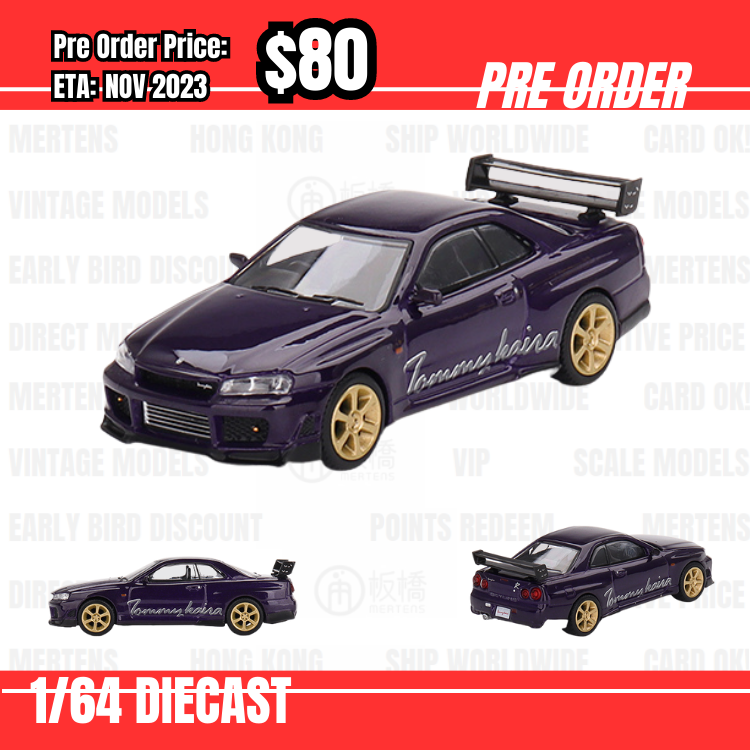 PO-$80 * Mini GT * 1:64 #616 Nissan Skyline GT-R (R34) Tommykaira R-z Midnight Purple RHD [31/07]