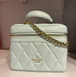 [S] KATE SPADE KB563 CAREY SMOOTH QUILTED LEATHER TRUNK CROSSBODY BAG,TURQUOISE, 196021276330 (SKS734)