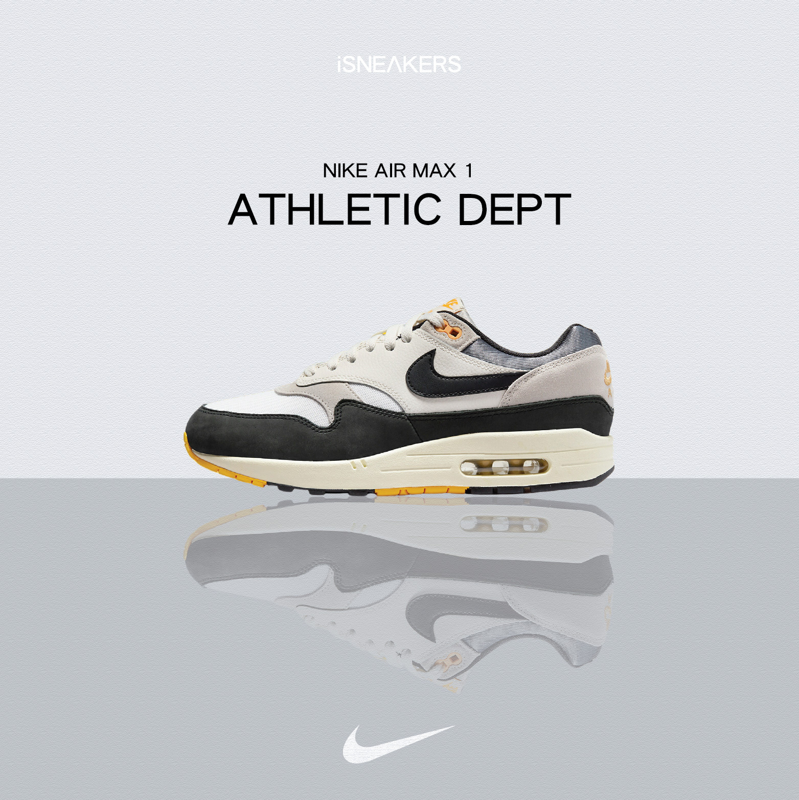 iSNEAKERS | Nike Air Max 1 "Athletic DEPT" 白黑 復古 FN7487-133