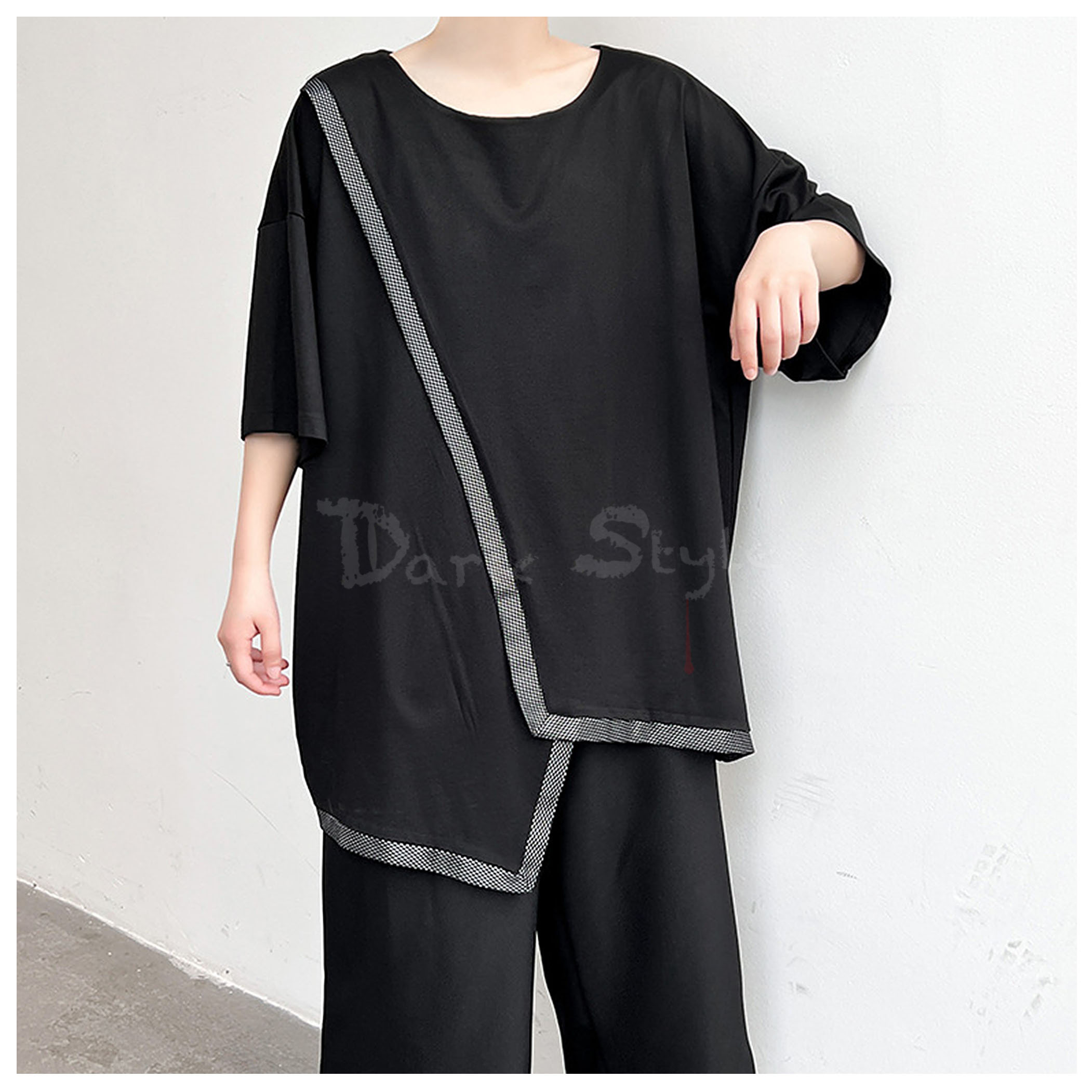 鯨-不規則下擺銀邊滾邊上著