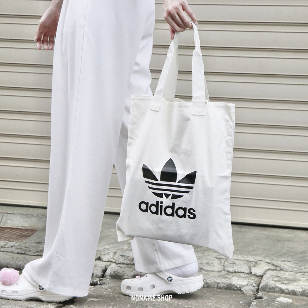 ADIDAS ORIGINALS 帆布 大LOGO 托特包 白色