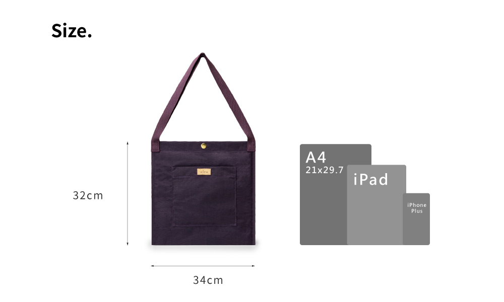 satana Soldier 揮灑19托特袋 紫色 SOS3040-204 尺寸