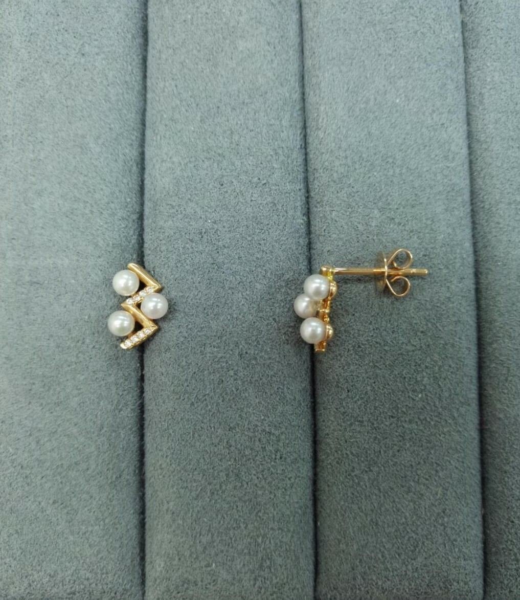 18K Rose Gold Akoya Pearl Diamond Earrings