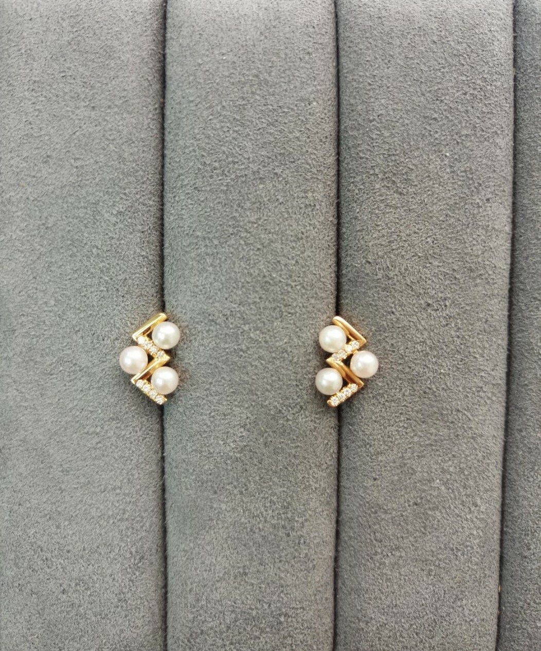 18K Rose Gold Akoya Pearl Diamond Earrings