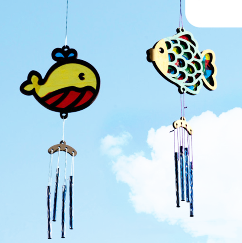 DIY木質捕夢網金屬管風鈴材料包 M50911