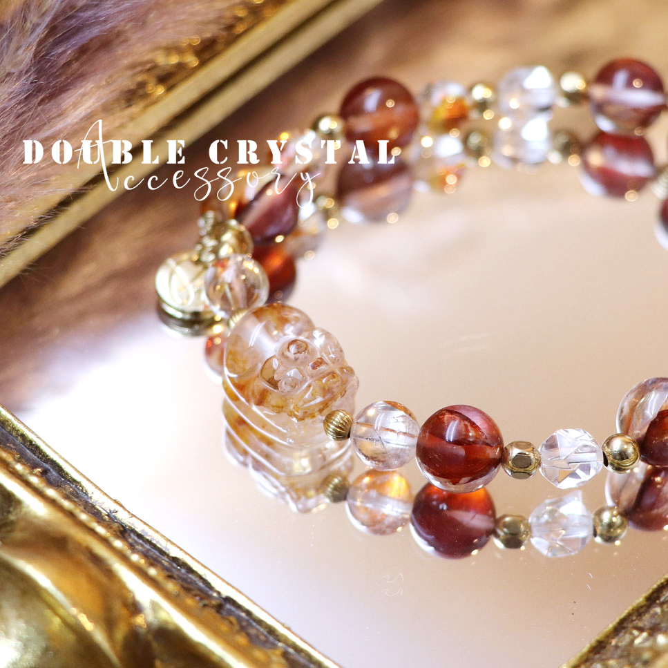 ☽◌*花開富貴／紅膠花貔貅．錦鯉水晶．紅膠花．黃水晶