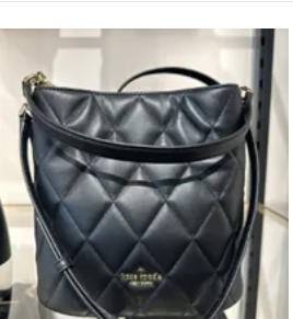 [S] KATE SPADE KA765 CAREY SMOOTH QUILTED LEATHER BUCKET BAG,BLACK,, 196021216923 (SKS759)
