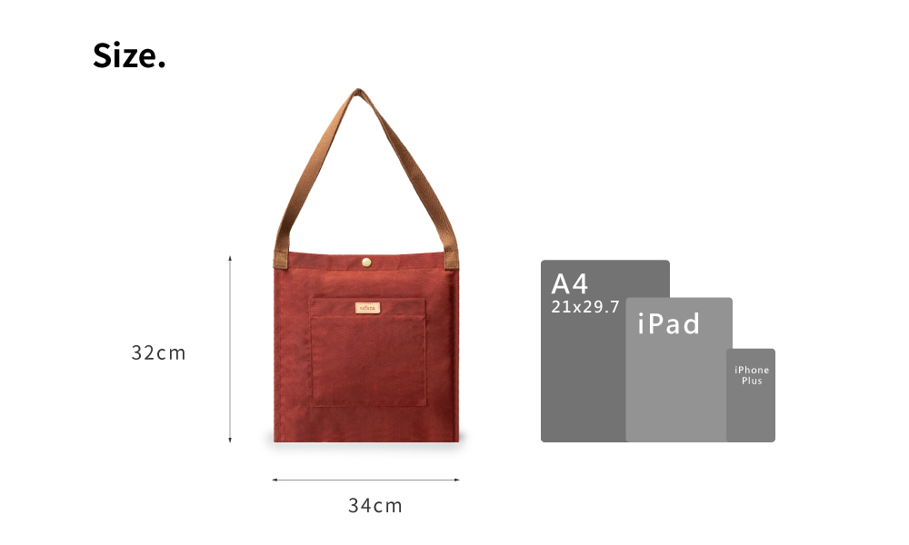 satana Soldier 揮灑19托特袋 磚紅色 SOS3040-604 尺寸