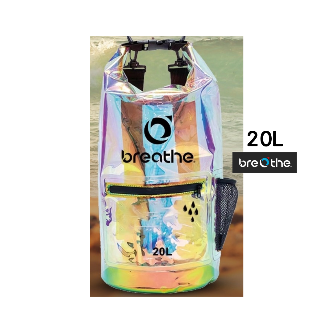 (售完為止)水呼吸 breathe 透明炫彩雙肩背防水袋 20L