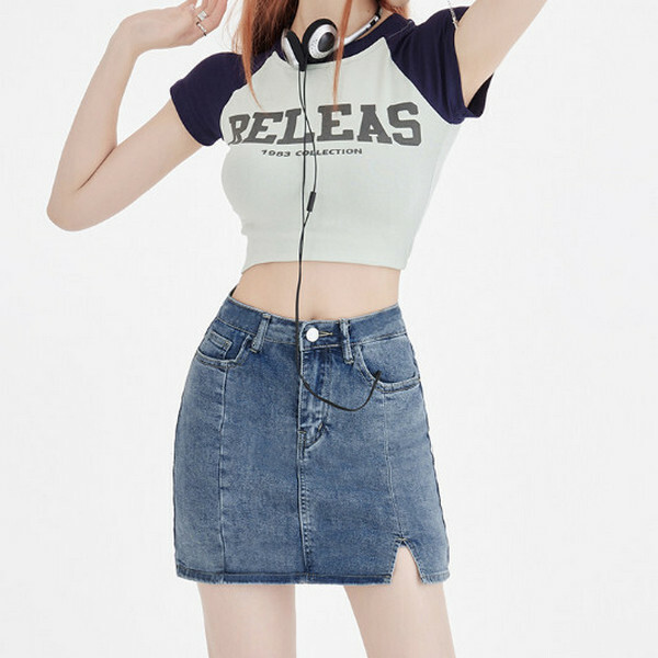 Denim skirt skirt