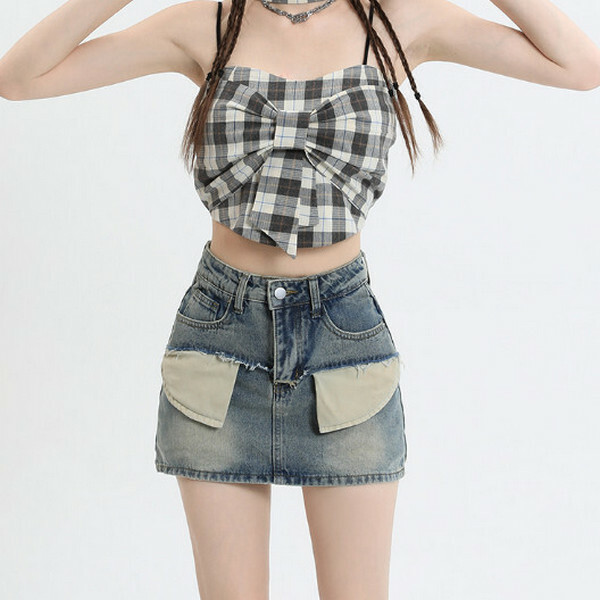 Denim skirt skirt