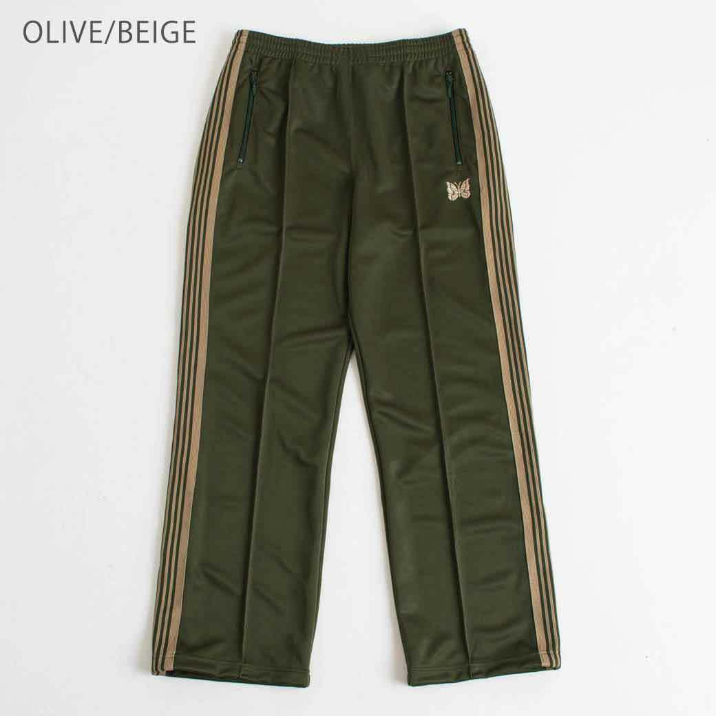 直筒NEEDLES X BORN FREE 別注TRACK PANTS - OLIVE /BEIGE