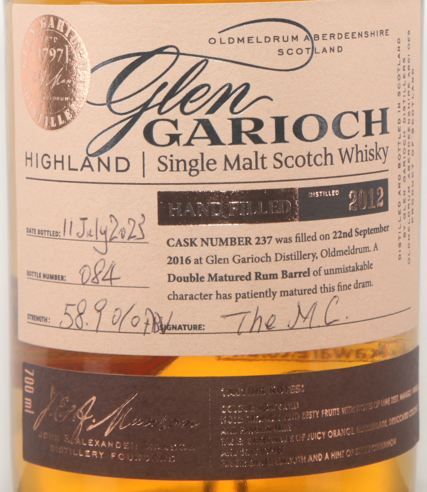 Glen Garioch Hand Filled 2012/2023 Rum Cask 58.9%
