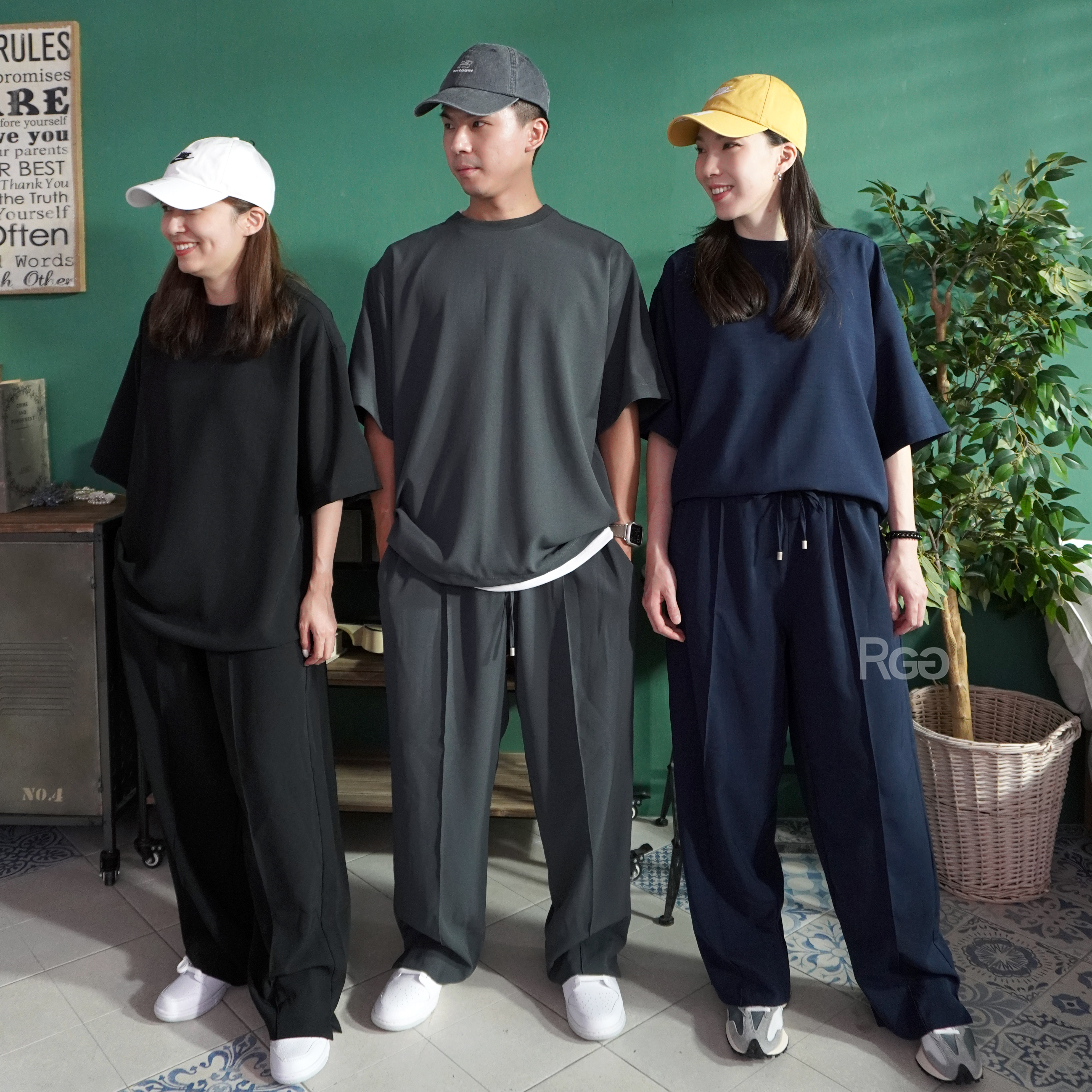 正韓 休閒透氣打褶抽繩套裝