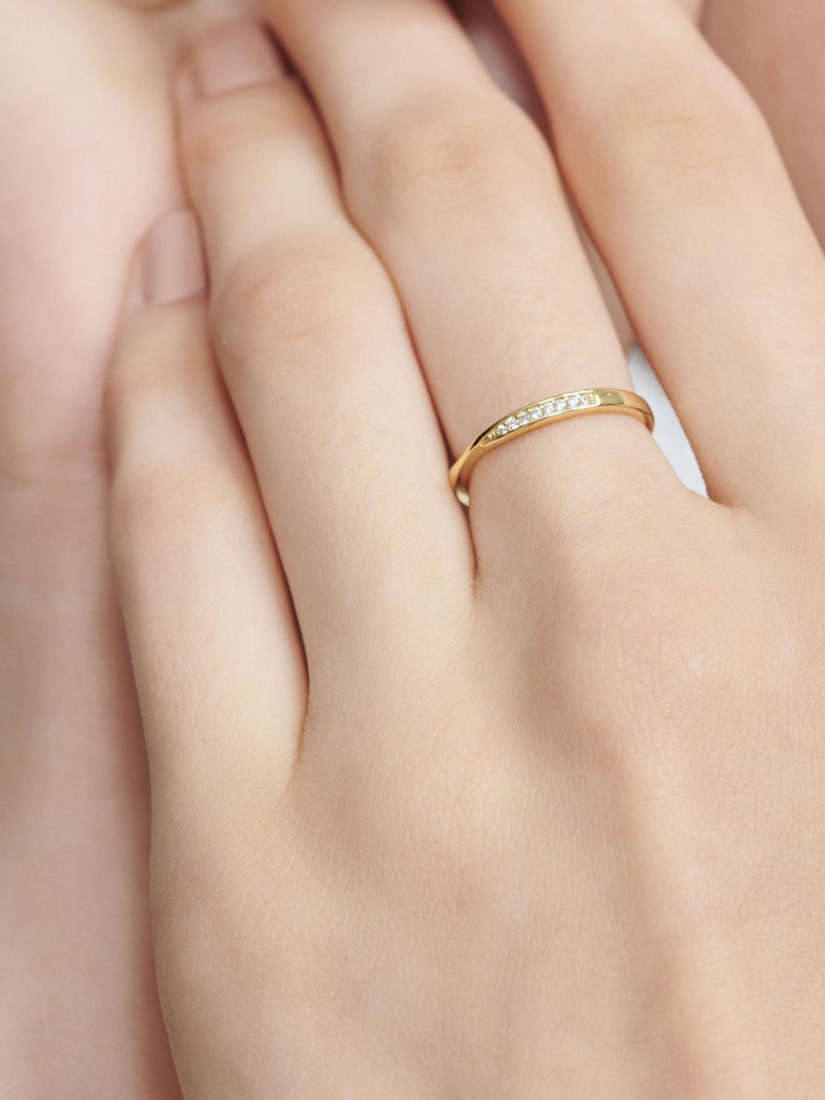 莫比烏斯鑲鑽可調式純銀戒指(14K金)