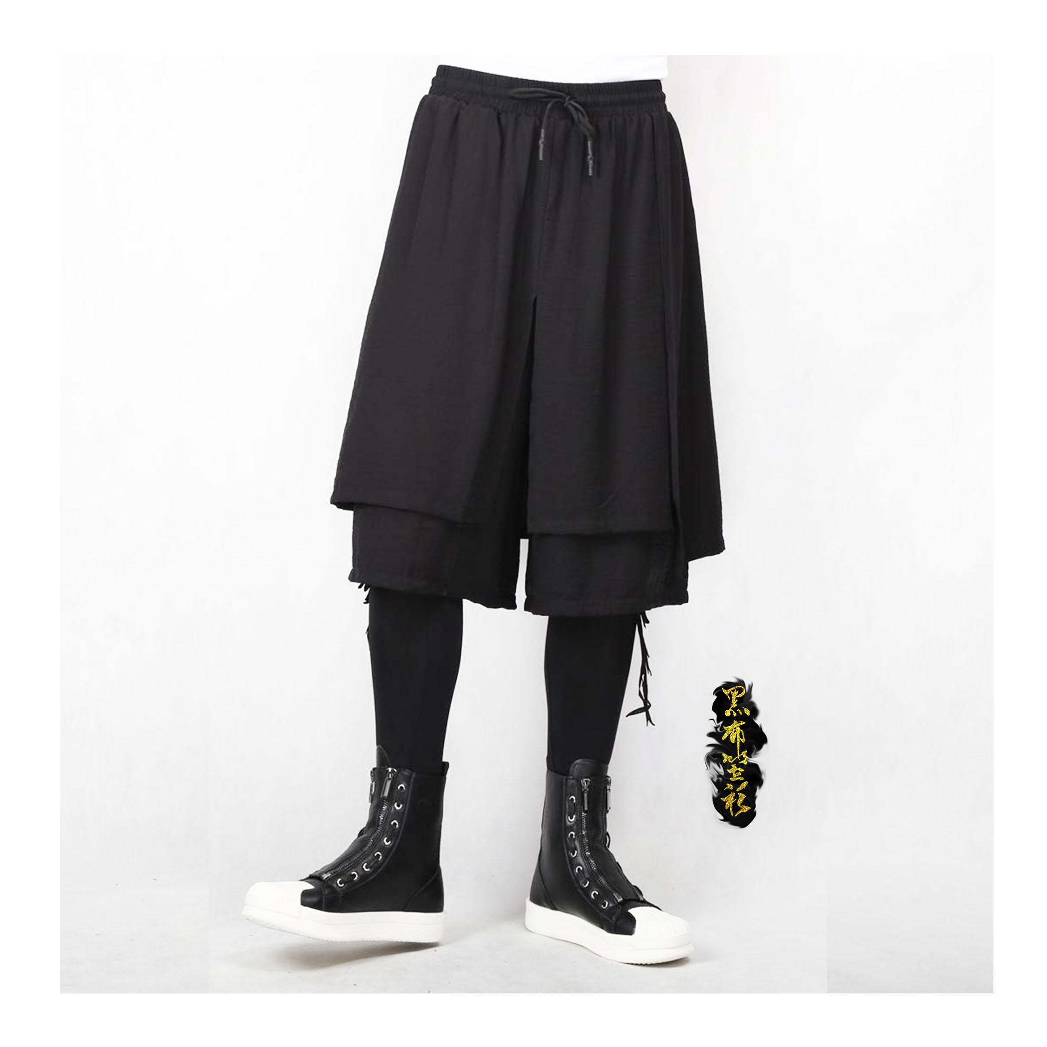 仿麻二件式五分哈倫褲 (百搭爆款)